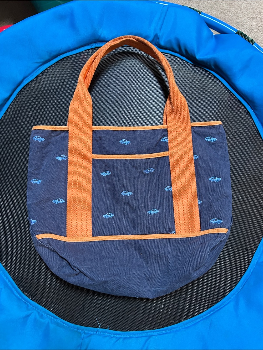 Navy and Orange Canvas Tote Bag